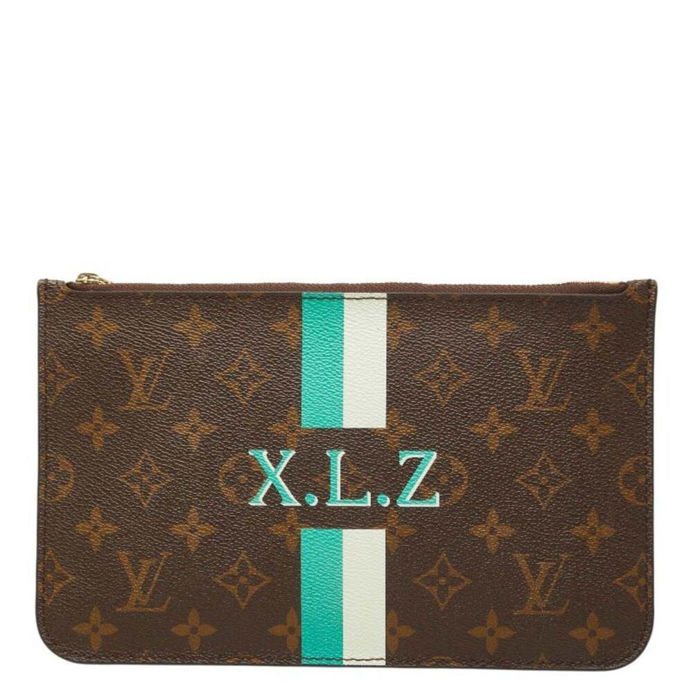 LOUIS VUITTON Brown Monogram Leather Neverfull Pouch